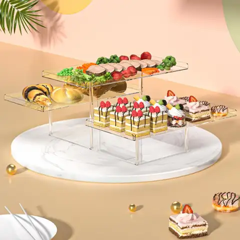 मिठाई प्रदर्शन रैक सुरुचिपूर्ण 3 स्तरीय ऐक्रेलिक सर्विंग ट्रे बुफे मिठाई कपकेक प्रदर्शन के लिए शादियों में बेबी शॉवर पार्टी के लिए 10 best sales ऐक्रेलिक केक स्टैंड - №9