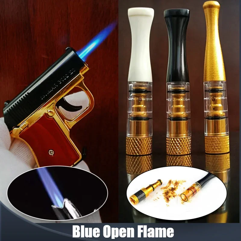 Pistol Lighter Mini Windproof Straight-through Machine Inflatable Metal Cigarette Lighters&Smoking Accessorie Desert Eagle Glock