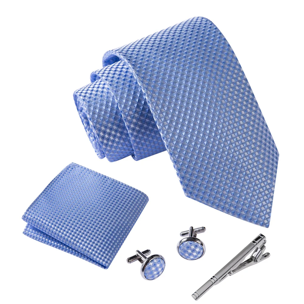 Ikepeibao-Conjunto de corbata de cachemira negra para Hombre, gemelos de Metal con Hankie, conjunto de clips, traje Formal, accesorios para Hombre, corbata de rendimiento