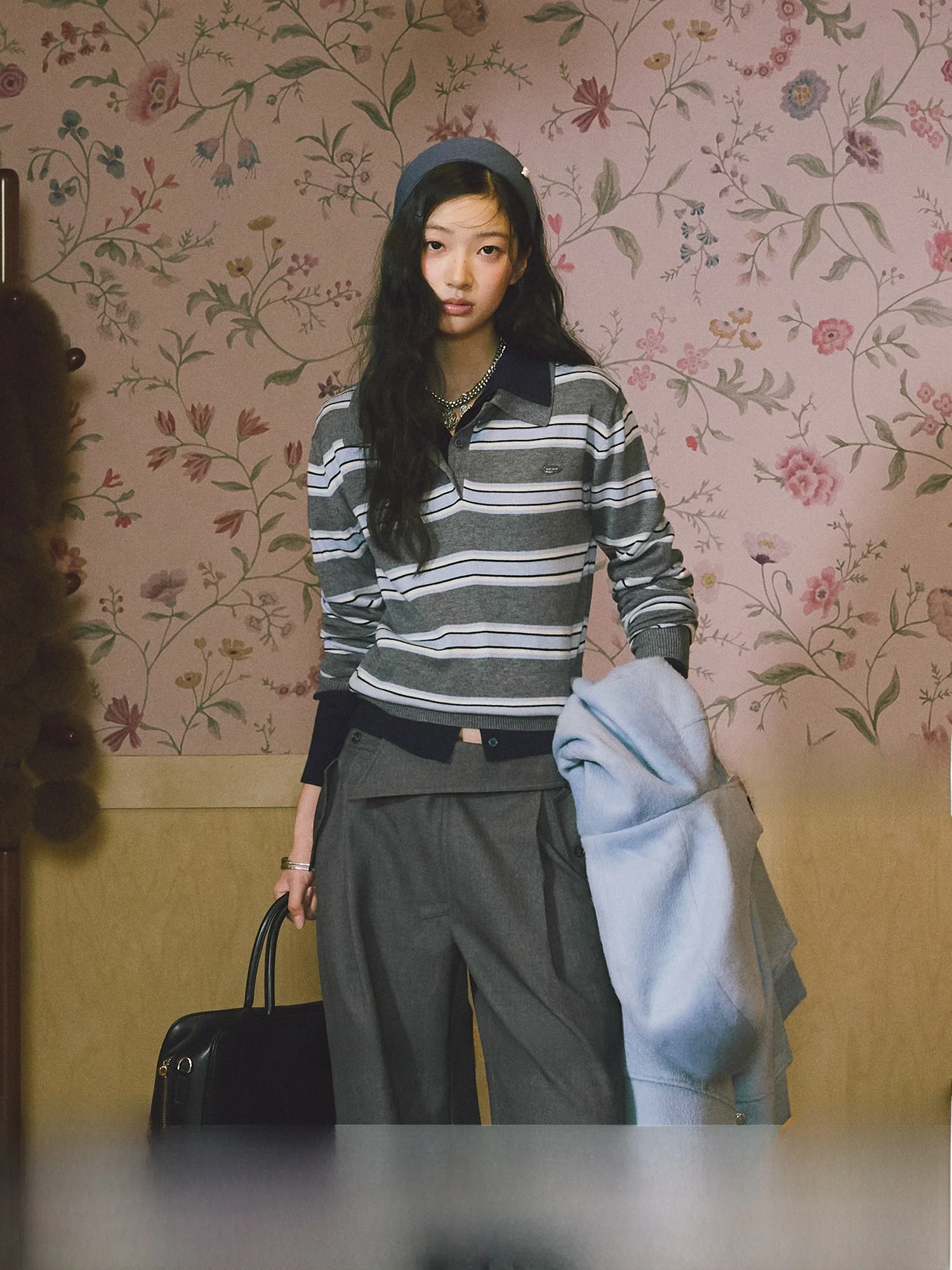 

Классический полосатый облегающий вязаный свитер женский зимний шерстяной топ для похудения корейский Sle Commute Faion