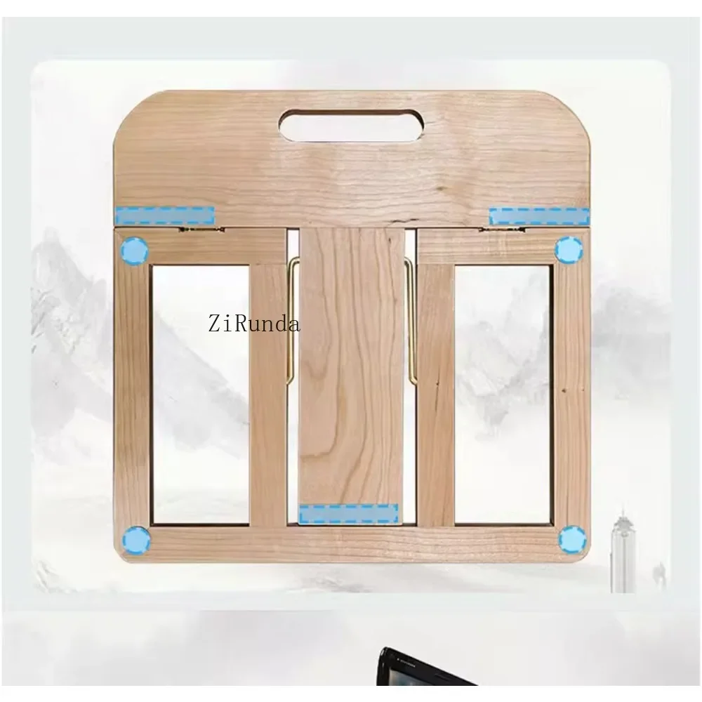 Laptop heat dissipation heightening bracket solid wood folding portable wooden bracket