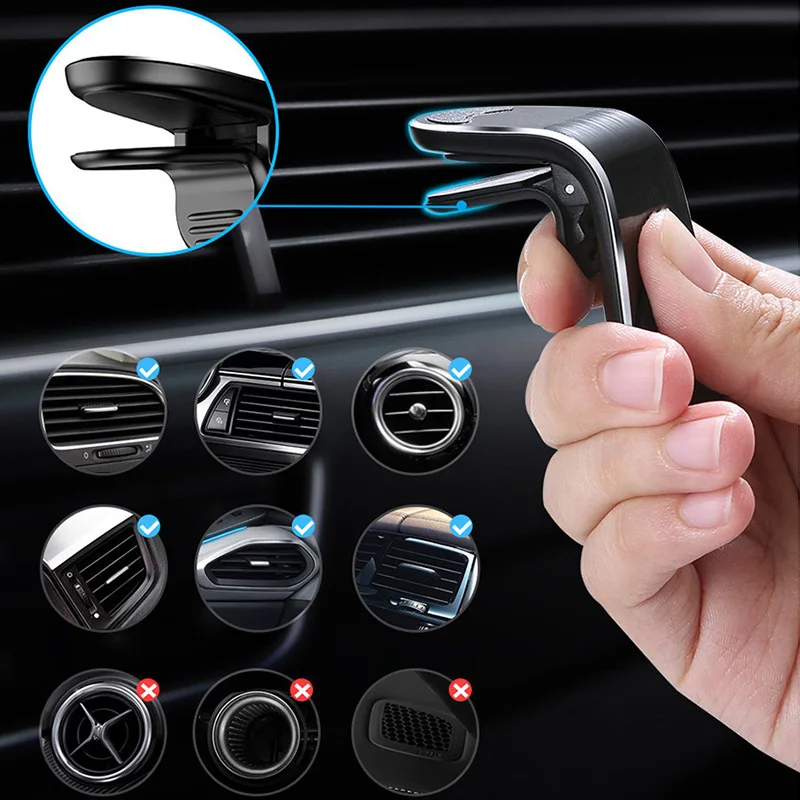 Magnetic L-Type Phone Holder in Car Smartphone Stand Clip for Mount Car Magnetic Phone Holder Suit to All Model Cellphone