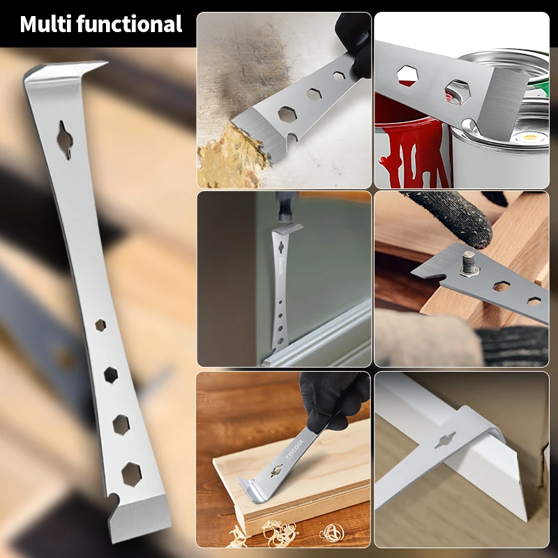 Stainless Steel Pry Bar Scraper Multi-Purpose Flat Bar Pry Tool for Molding Scrape Baseboard Trim Puller Beekeepers Hive Tool