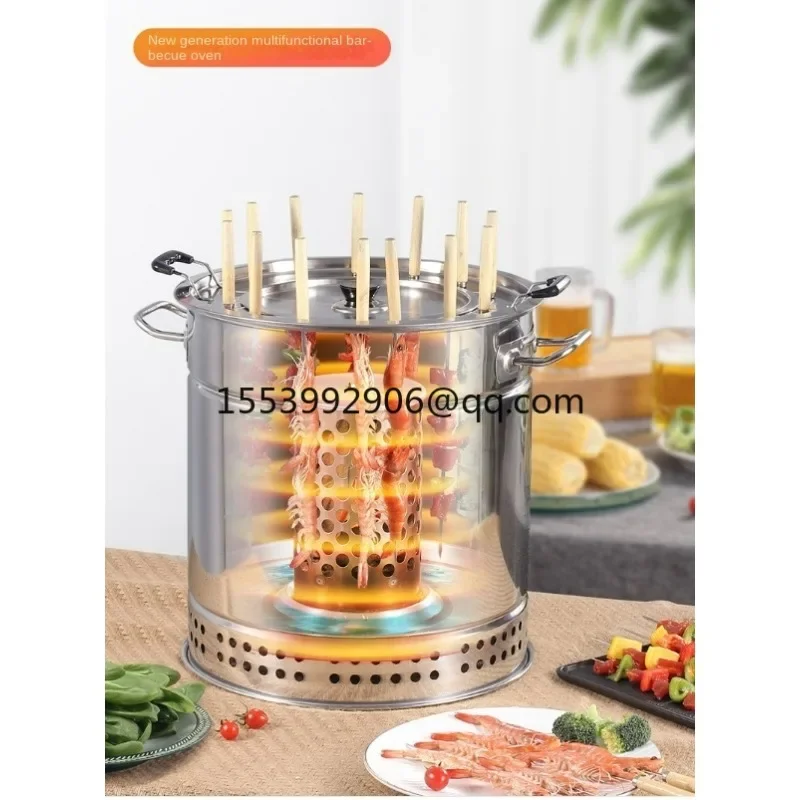 BBQ  Smokeless Barbecue Home Outdoor Hanging Stove Charcoal Grill Indoor Stainless Steel Oven 20/28 Strings