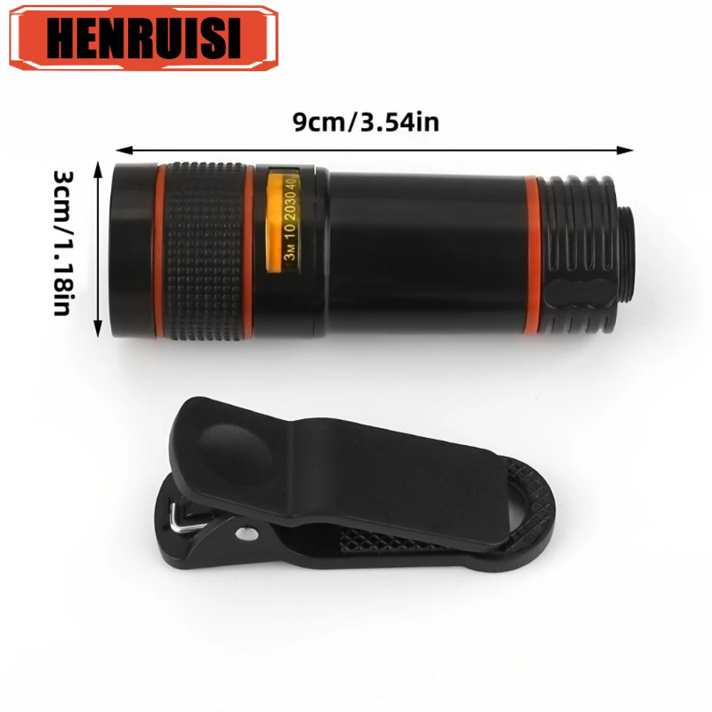 12X 8X Telephoto Lens Mobile Phone Camera Lens Kit Monocular HD Universal Optical Cell Phone Observing Survey Phone Lens Clip