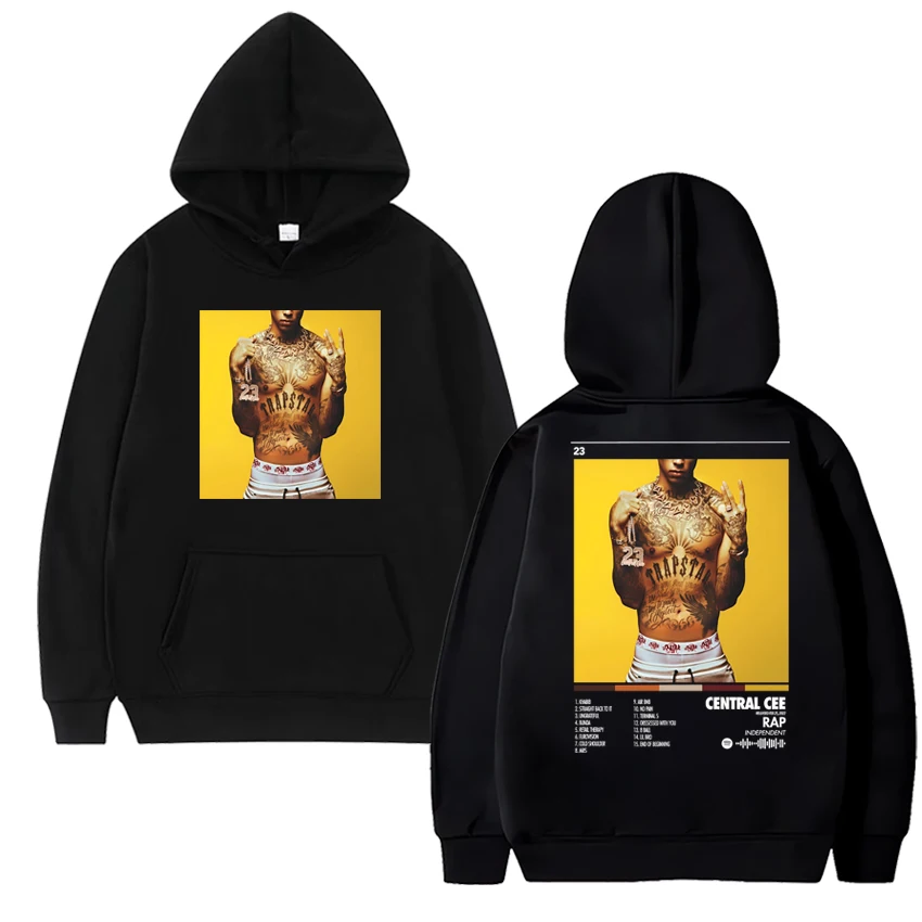 

High Quality Central Cee Album Poster Hoodie Fleece Men Women Double Sided Print Streetwear Long sleeve Unisex Loose Sweatshirts