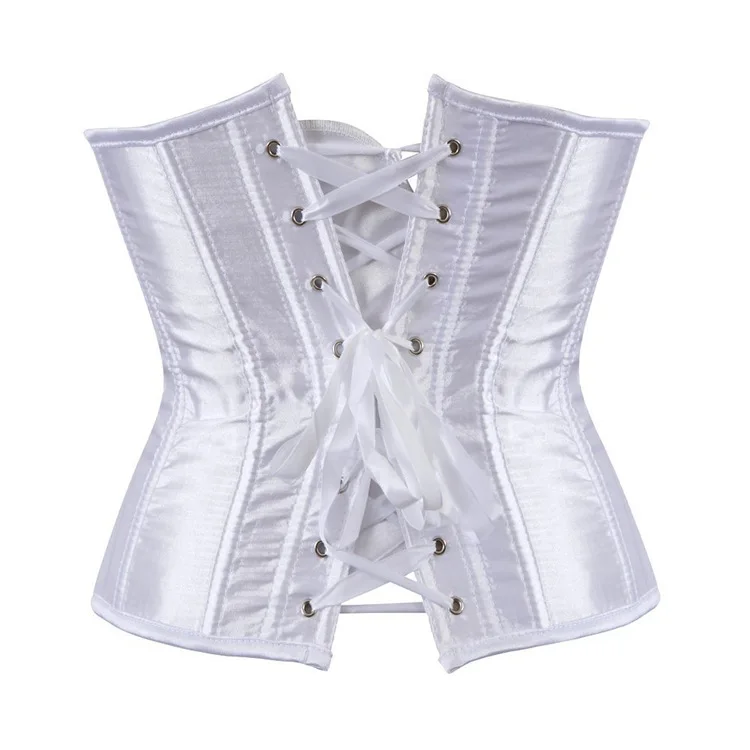 Women Gothic Underbust Corset Satin Plastic Bones Waist Cincher Gothic Body Shaper Waist Trainer