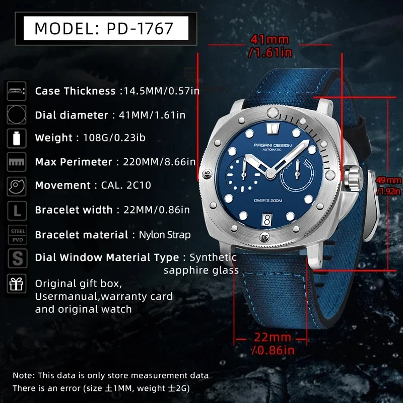 PAGANI DESIGN 41MM New Men\'s Watches Luxury Automatic Mechanical Watch For Men 100M Waterproof Stainless steel Wrist Watch Men 