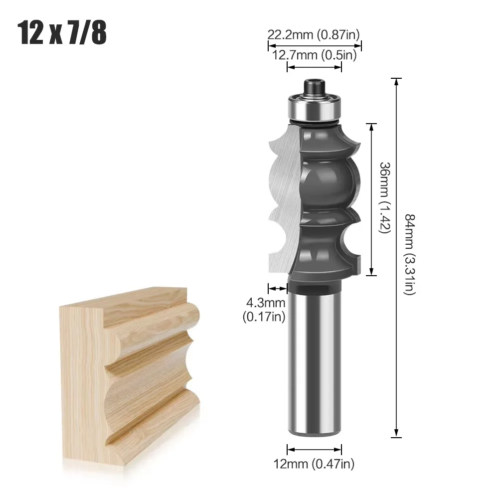 1 peça broca de roteador de moldagem arquitetônica-haste de 1/2 "haste de 12mm cortador de espiga para ferramentas de marcenaria fresa
