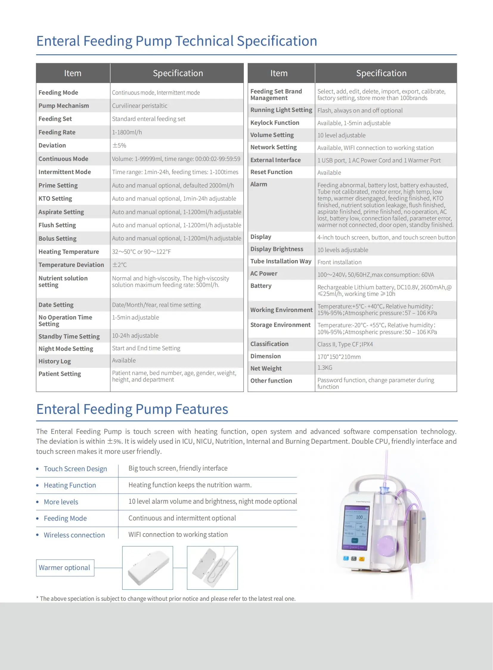 Portable Medical Hospital Good Quality Enteral Feeding Pump