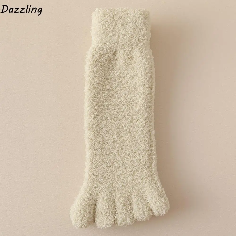 

Comfortable Thickened Warm Five Toe Fleece Socks Winter Sleeping Five Toe Plush Socks Mid Tube Hosiery Floor Socks Women Winter