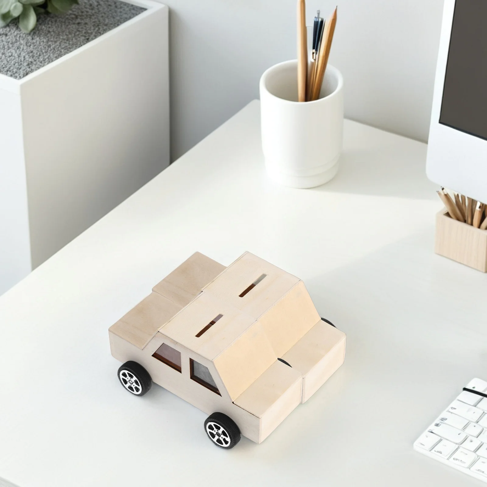 

2Pcs Wooden Car Shaped Coin Storage DIY Piggy Bank Kit Unfinished Paintable Money Box Craft Kit Home Decoration