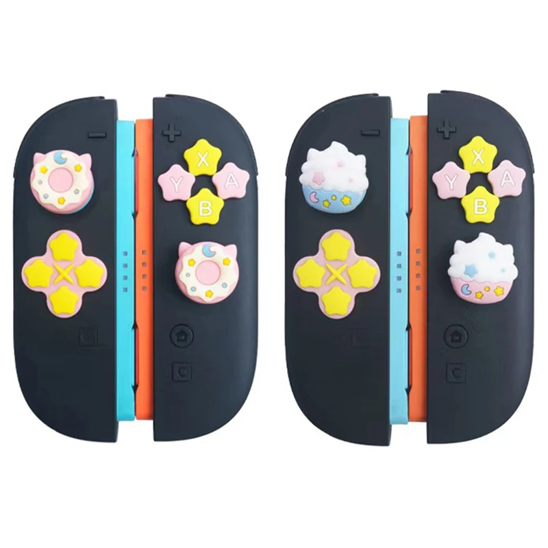 For Nintendo Switch 2 Button Grips Caps Joystick Cap+ABXY Key Button Sticker Set Silicone Soft D-pad Cross Button for Switch 2