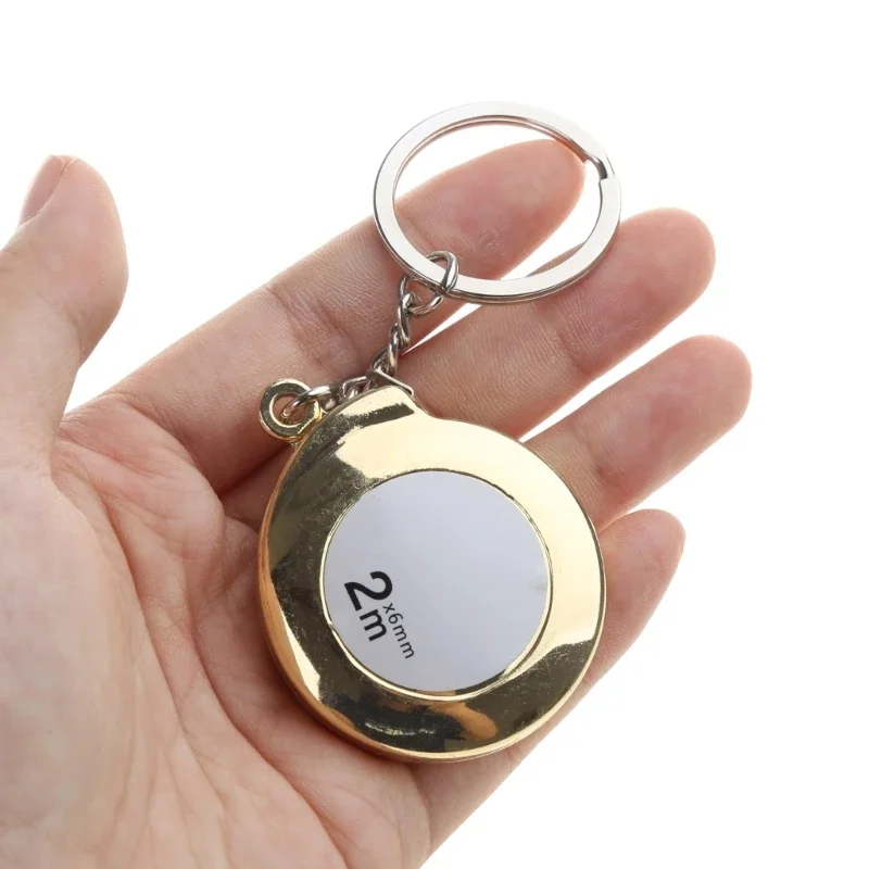 Tape Measure Keychains Functional Mini Retractable Measuring Tape Keychains 2M Stainless Steel Tape Measure Durable