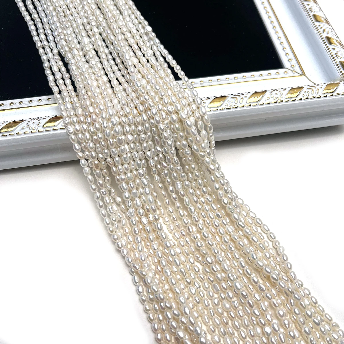 

2-3mm AAA Mini Fine Polished Rice Small Bead Natural Freshwater Pearl Jewelry Make DIY Necklace Bracelet Accessories Women Gift