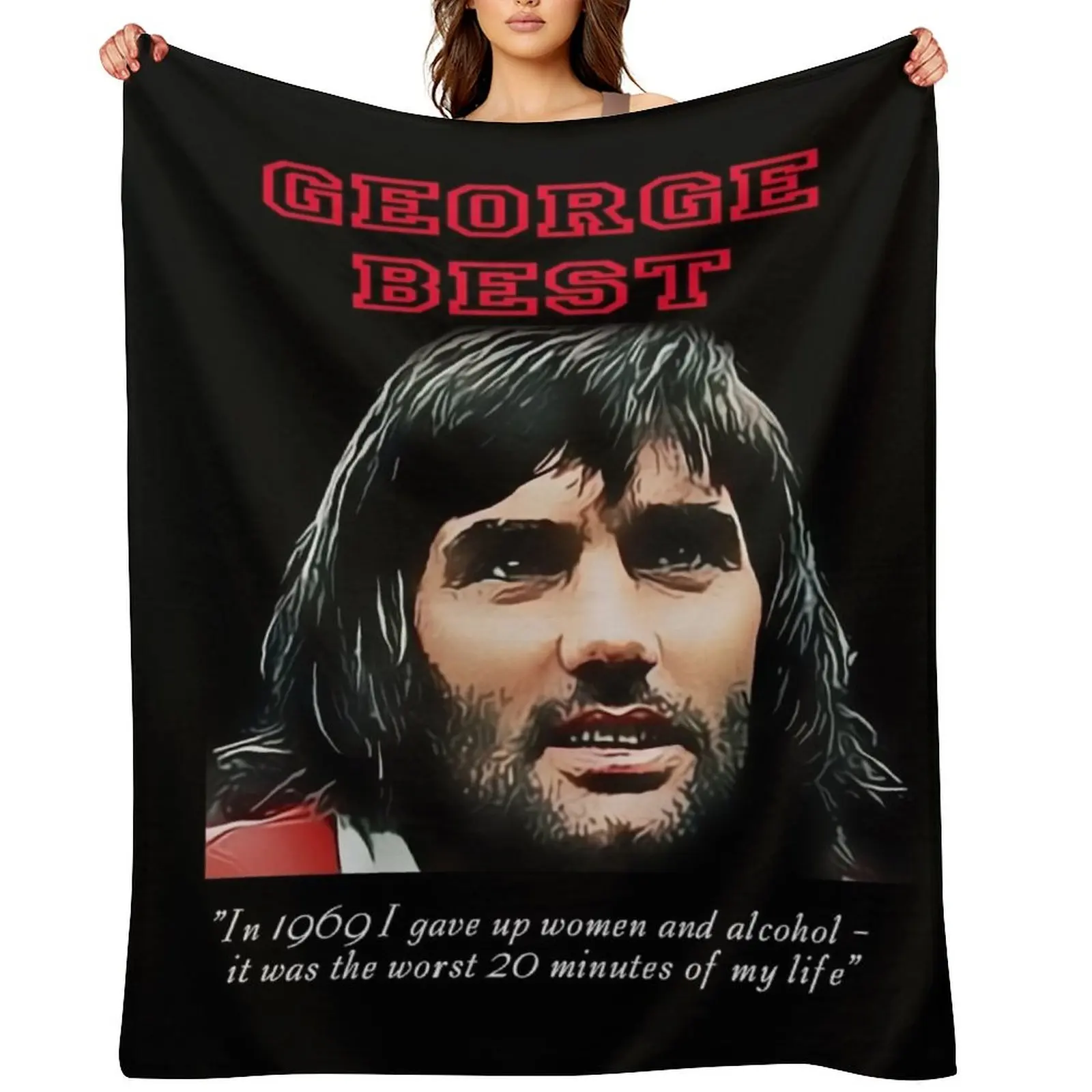 

GEORGE BEST - Iconic Footballer Throw Blanket Picnic Personalized Gift manga Summer Blankets
