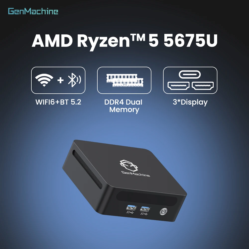 Computer Pc Gamer 4.3GHz 15W Dual HDMI LAN WIFI6 Office DDR4 NVMe Computer Mini PC AMD Ryzen 5 5675U , 6 Core 12 Thread, 2.30 GH