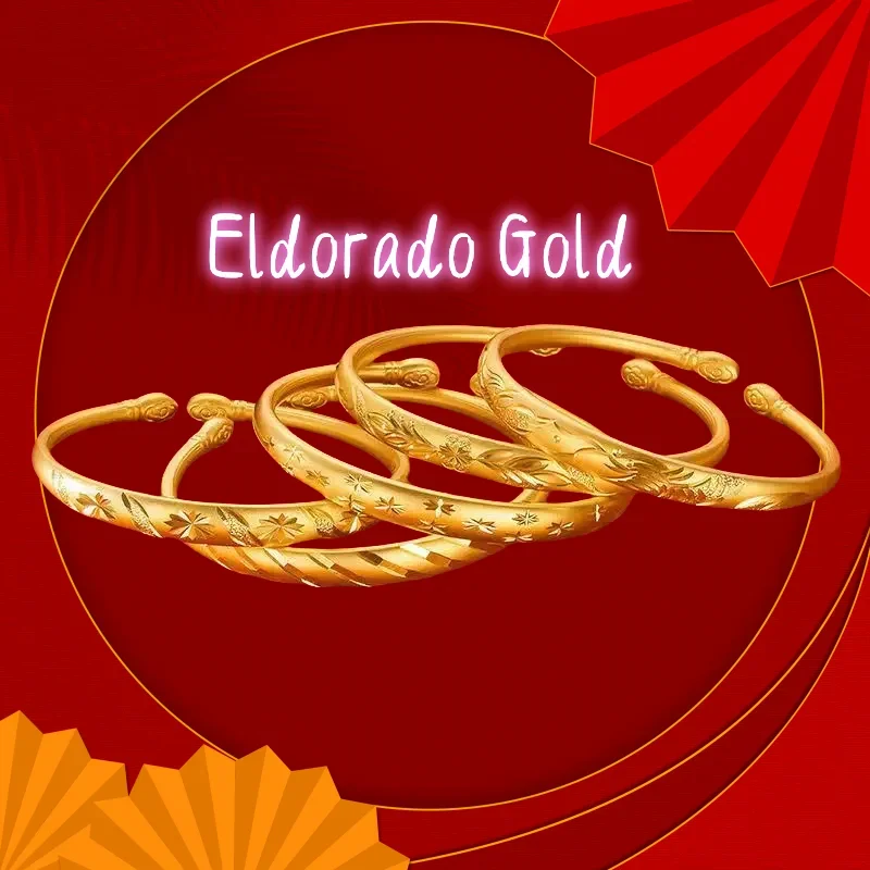 Eldorado Gold  2025 Lover's gift24K gold bracelet embossed plum blossoms and stars intertwined, soft and gentle, showing the ori