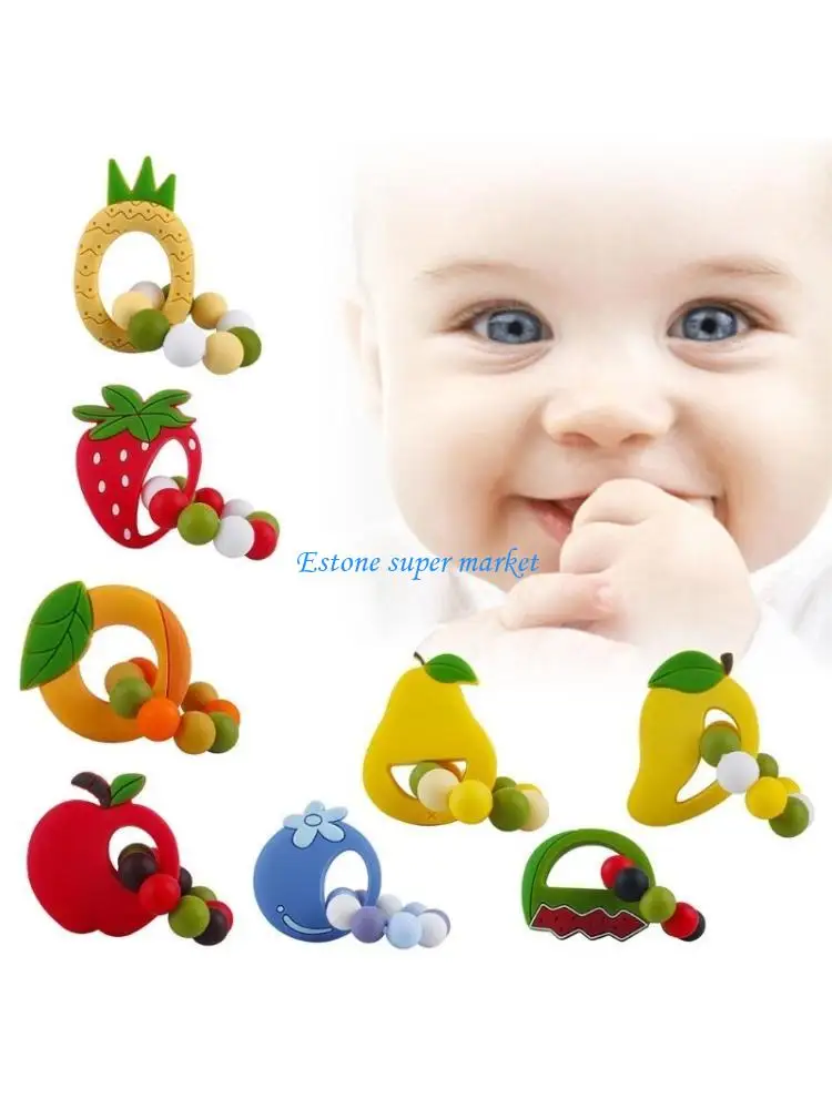 

090b детские фруктовые силиконовые бусинки браслет BPA Бесплатные игрушки для прорезы