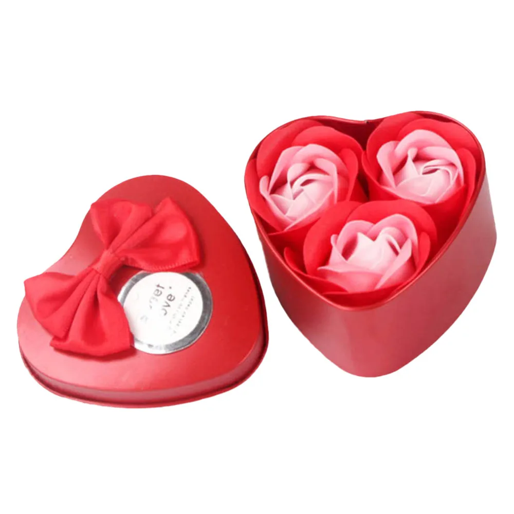 

3pcs Soap Flower Home Bathroom Heart Scented Bath Body Petal Rose Flower Soap Valentine'S Day Wedding Decoration Rose Soaps Gift