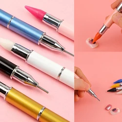 Dual-Ended Rhinestone Gem Picker Nail Dotting Tool Wax Pencil Diamond Point Drill Pen Beads Studs Picking Up Pen Nail Art Tools