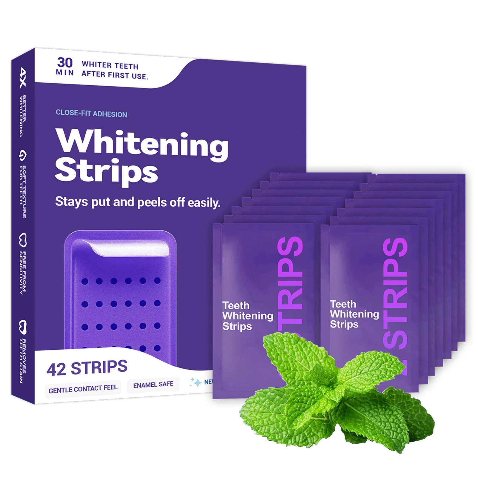 

Purple Teeth Whitening Strips Oral Hygiene Fresh Breath Brighten Tooth Bleaching Long Lasting Oral Care Tooth Whitener Patches