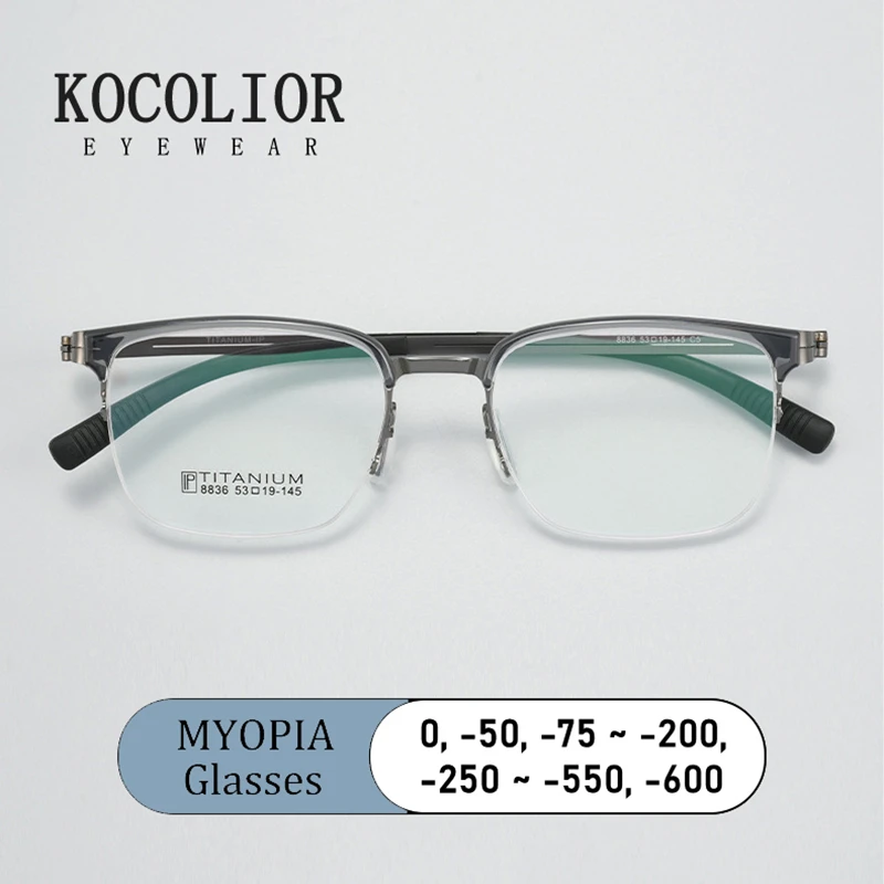 

New Brand Design Classic Square Half-frame Nearsightedness Glasses Prescription Myopia Anti Blue Ray Men Short Sight Eyewear