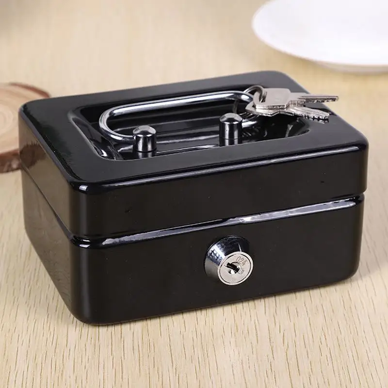 Cash Box with Lock Lightweight Money Cash Box for Change Lockable Petty Cash Deposit Tin Mini Cash Safe Box Money Storage Box