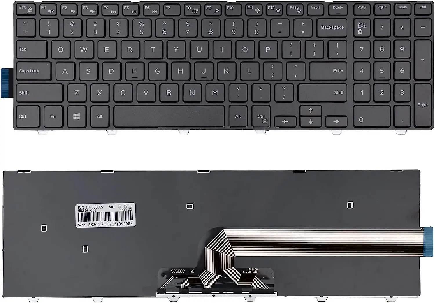 15 3000 Keyboard with Frame Compatible for Dell Inspiron 15 3541 3542 3543 3551 3558 3559 5000 and 17 5000 Series US Layout