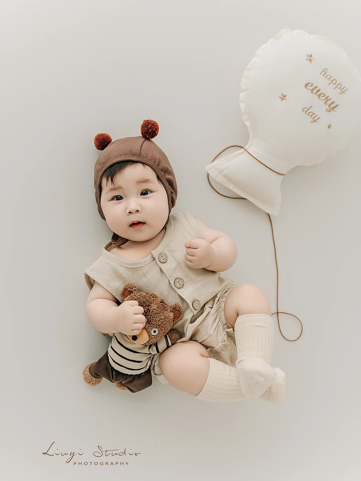 

Childrens photography clothing Bean Bear Babys 100 day photo annual photo fresh and minimalist theme 신생아 아기 코스프레
