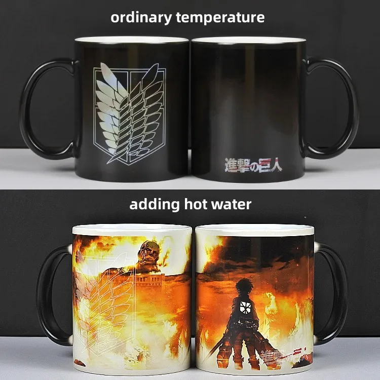 Attack On Titan Discoloration Mug Color Changing Cup Ceramic Coffee Tea Milk Mugs Novelty Birthday Xmas Gifts