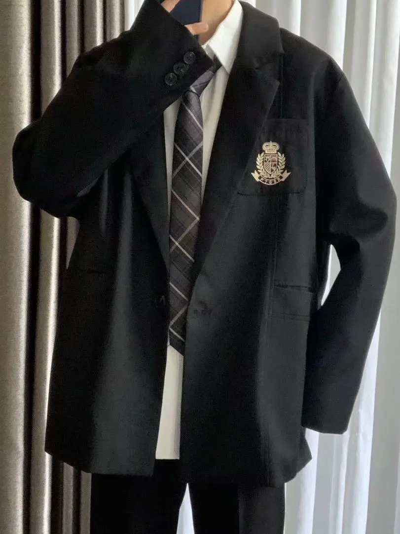 بدلة رجالية أصلية من Student orm Jaet بزرين مع ملابس خريفية من قماش البوليستر طويل غير رسمي من Bae #4