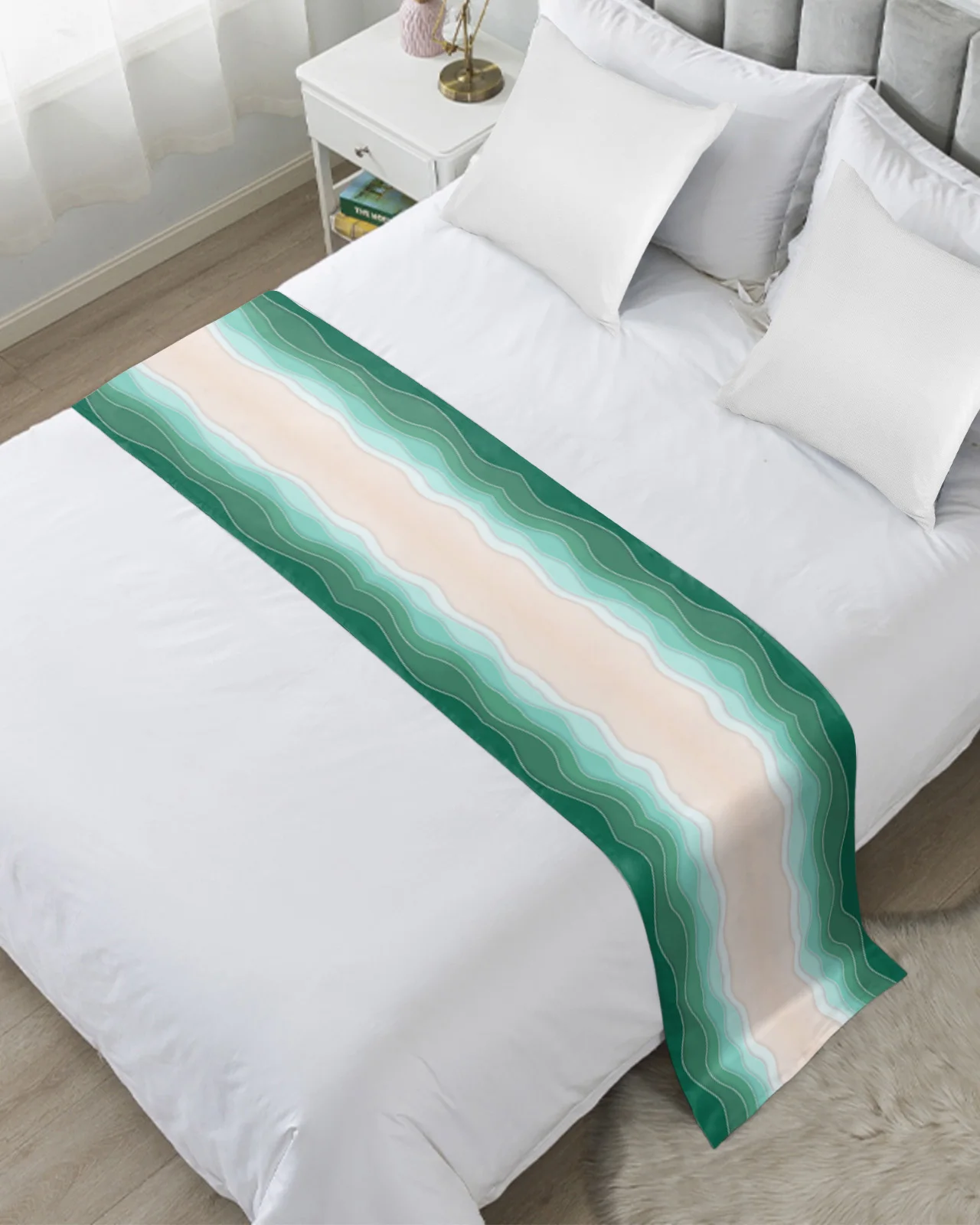 Geometric Abstract Gradient Streamline Ocean Beach High Quality Bed Flag Hotel Table Runner Parlor Wedding Home Decor Bed Runner