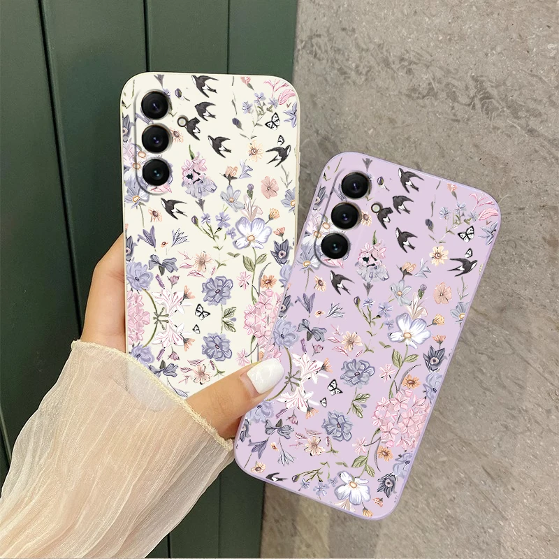 A 55 Wilted Flower Silicone Phone Case For Samsung A55 A50 A52S A53 A54 A51 A23 A22 A31 A34 A33 A32 A70 A71 A72 A91 Cover