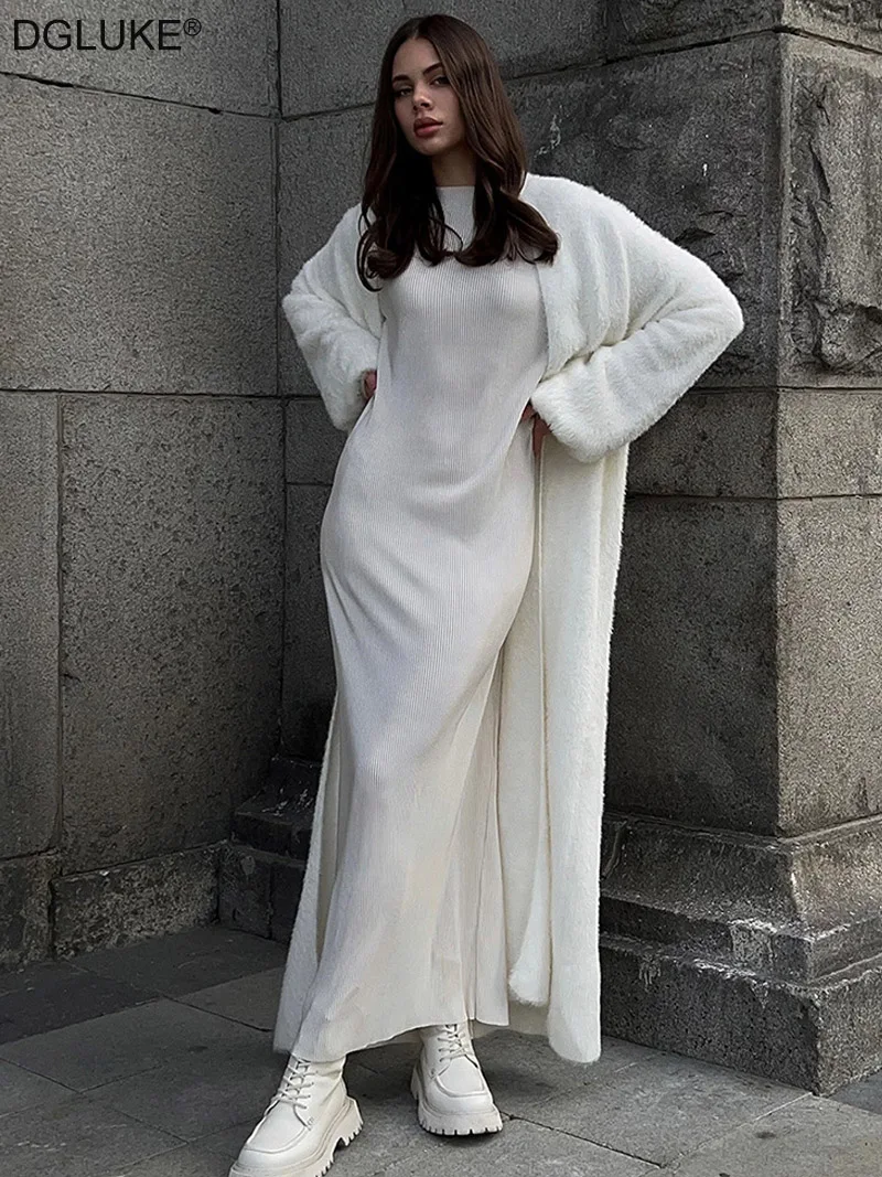 

DGLUKE открытый передний длинный кардиган для женщин, свободный вязаный кардиган с длинными рукавами, осень-зима, теплый норковый кардиган, свитера