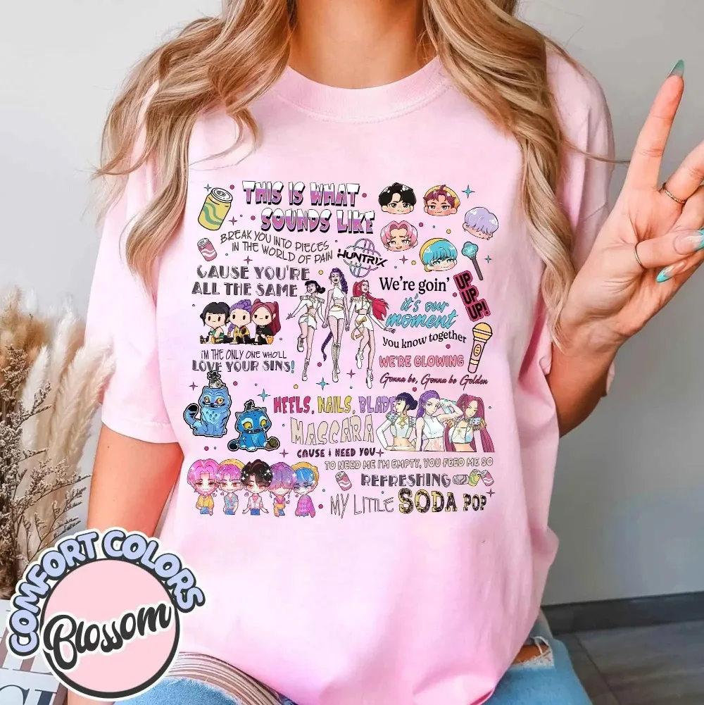 KPDH مروحة تنزيل رقمي Huntrix Girl Png ملف Saja Boys Fan تي شيرت Kpop Idol Group Merch Gift Kpop Fans Demon Hunter Anime #2