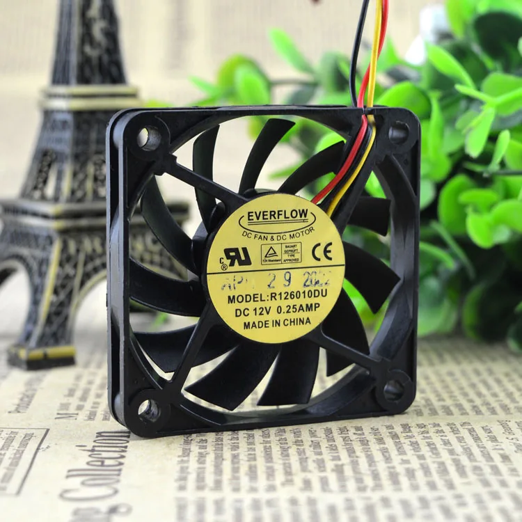 Вентилятор охлаждения EVERFLOW R126010DU A 6010 6 см 12В 0,25a 3 провода