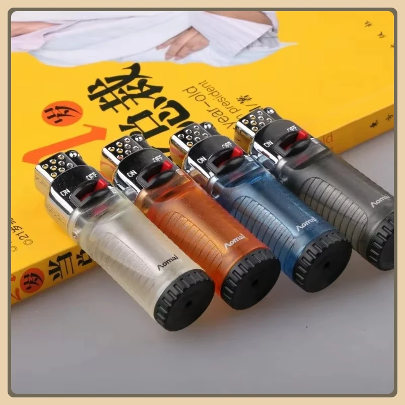 Creative Small Flame Fashion Lighter Flame Lock Function Butane Gas Flying Fire Lighter Cigarette Igniter Exquisite Gift for Men