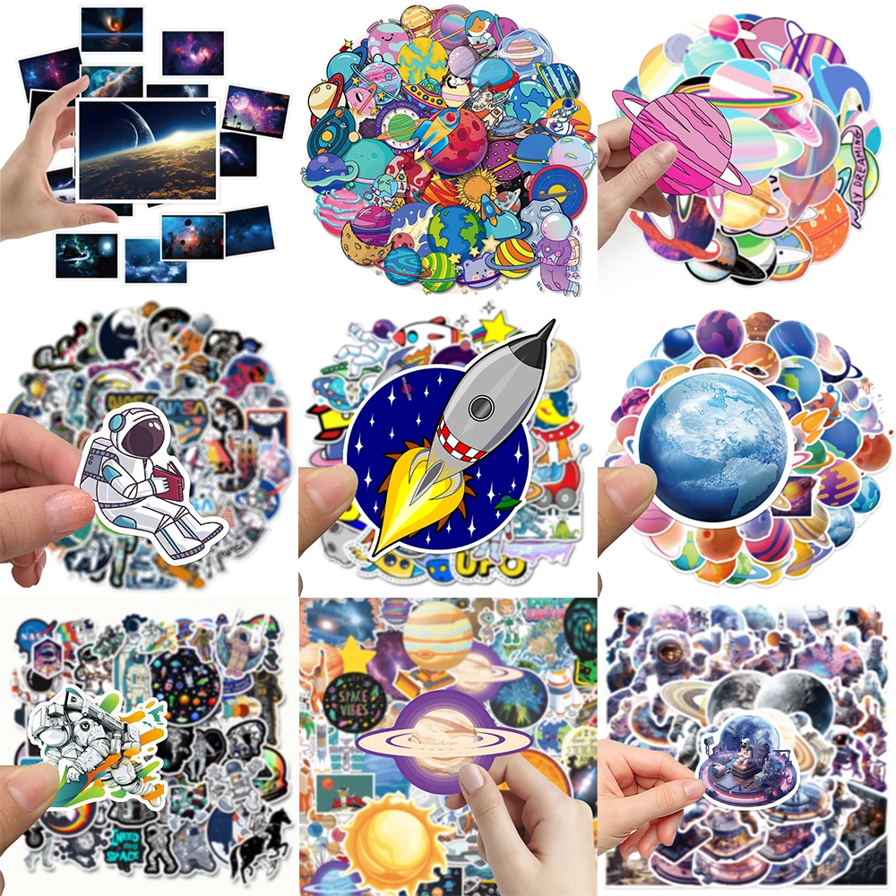 10/30/50PCS Cartoon Space Stickers Series Creative Cosmic Planet Graffiti Laptop Refrigerator Guitar Helmet Decoration Wholesale