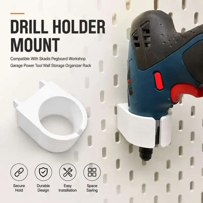 Drill Holder Mount Compatible With Skadis Pegboard Workshop Garage Power Tool Wall Storage Organizer Rack