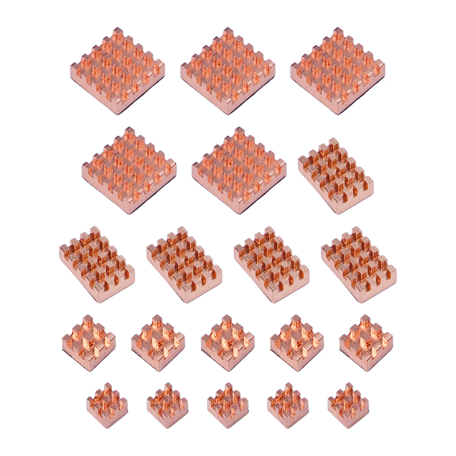20pcs Pure Copper Heatsink Kit For Raspberry Pi For 4b For Cpu Cooler Silent Thermal Management Brass Color Electronic