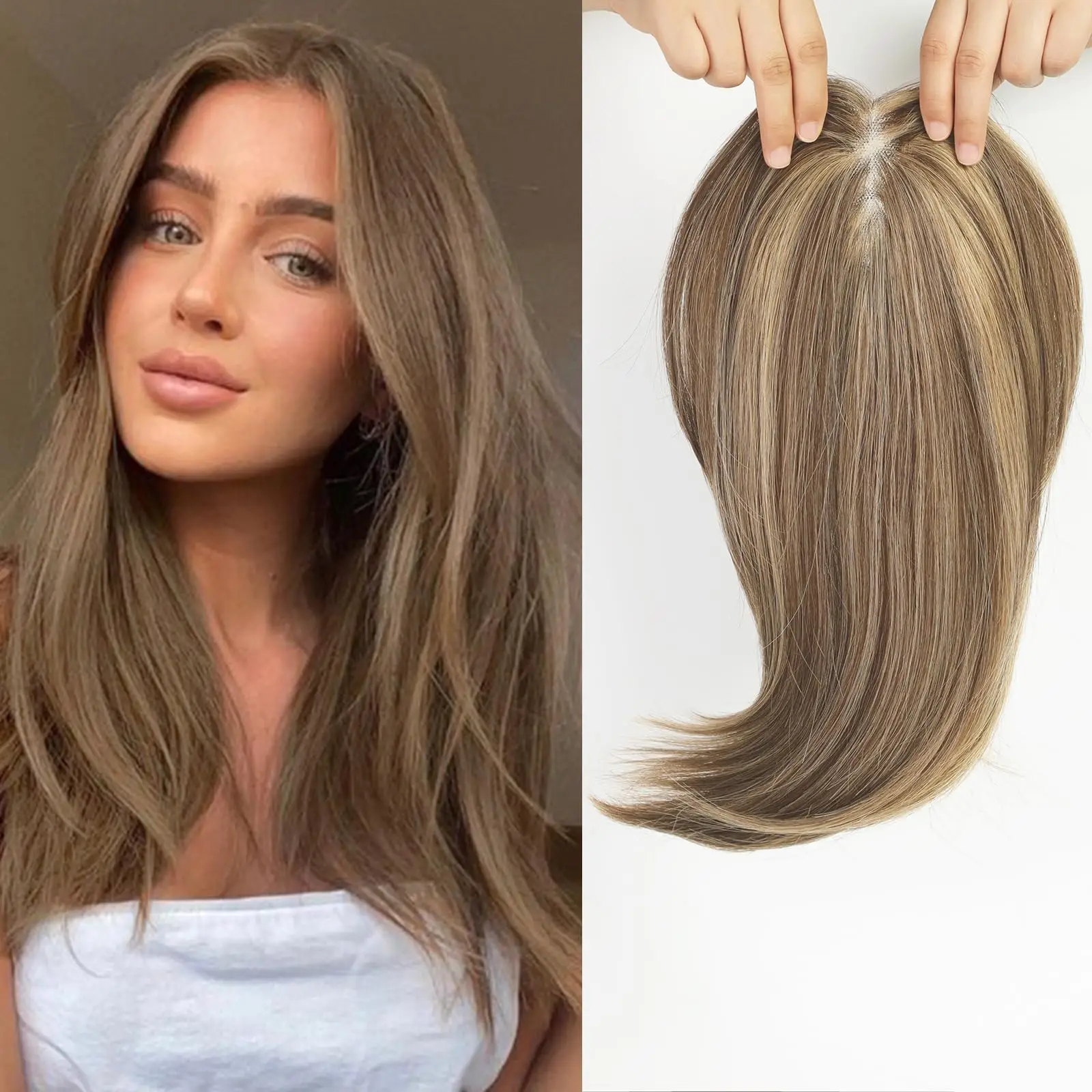 

Топпер из 100% человеческих волос на клипсе | Шиньон для тонких волос | Добавьте плотность и объем | Дропшиппинг Добро пожаловать Быстрая доставка