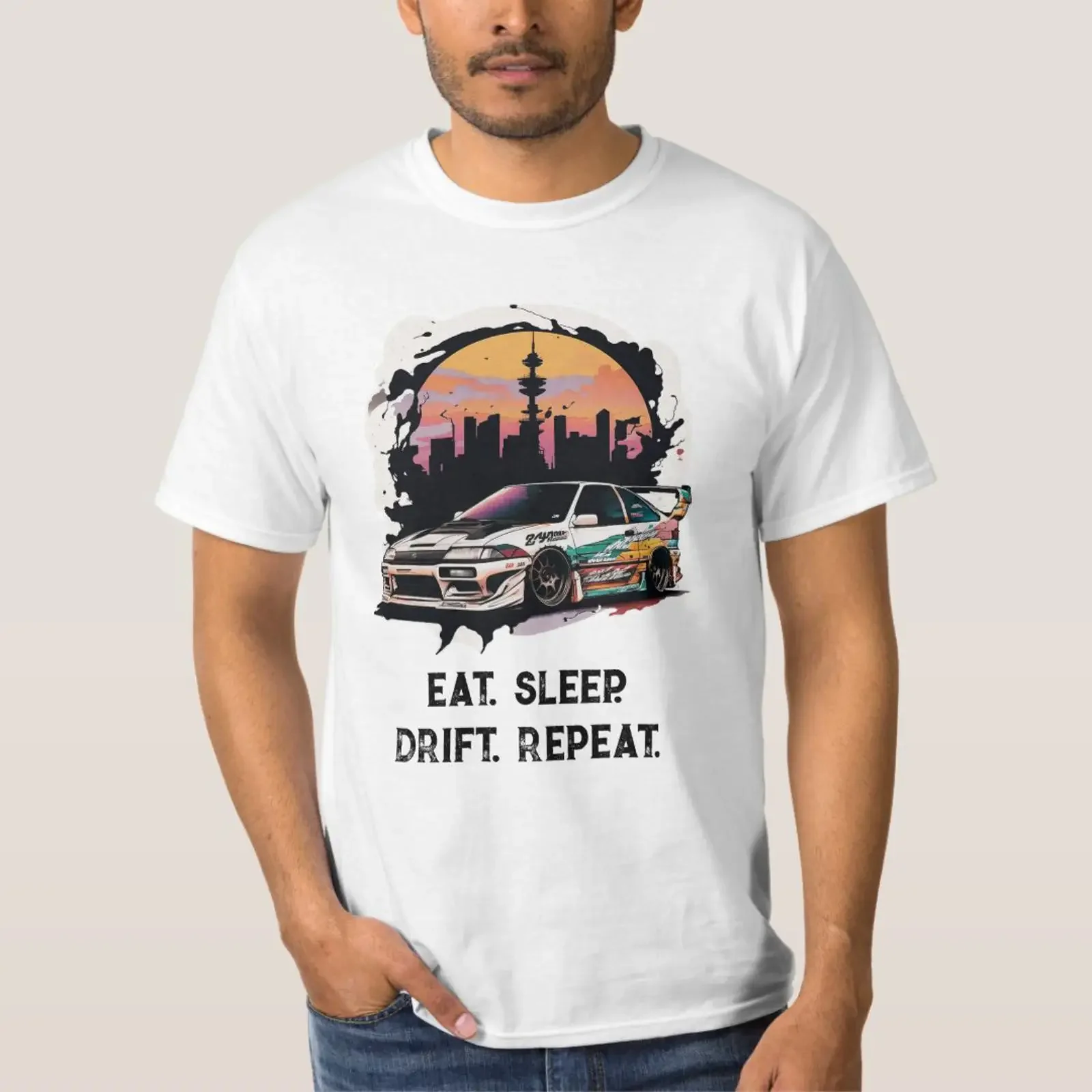 Eat Sleep Drift Repeat Japan car jdm extreme T Shirt vintage Washed Stylish designer clothes fashion Versatile Unisex