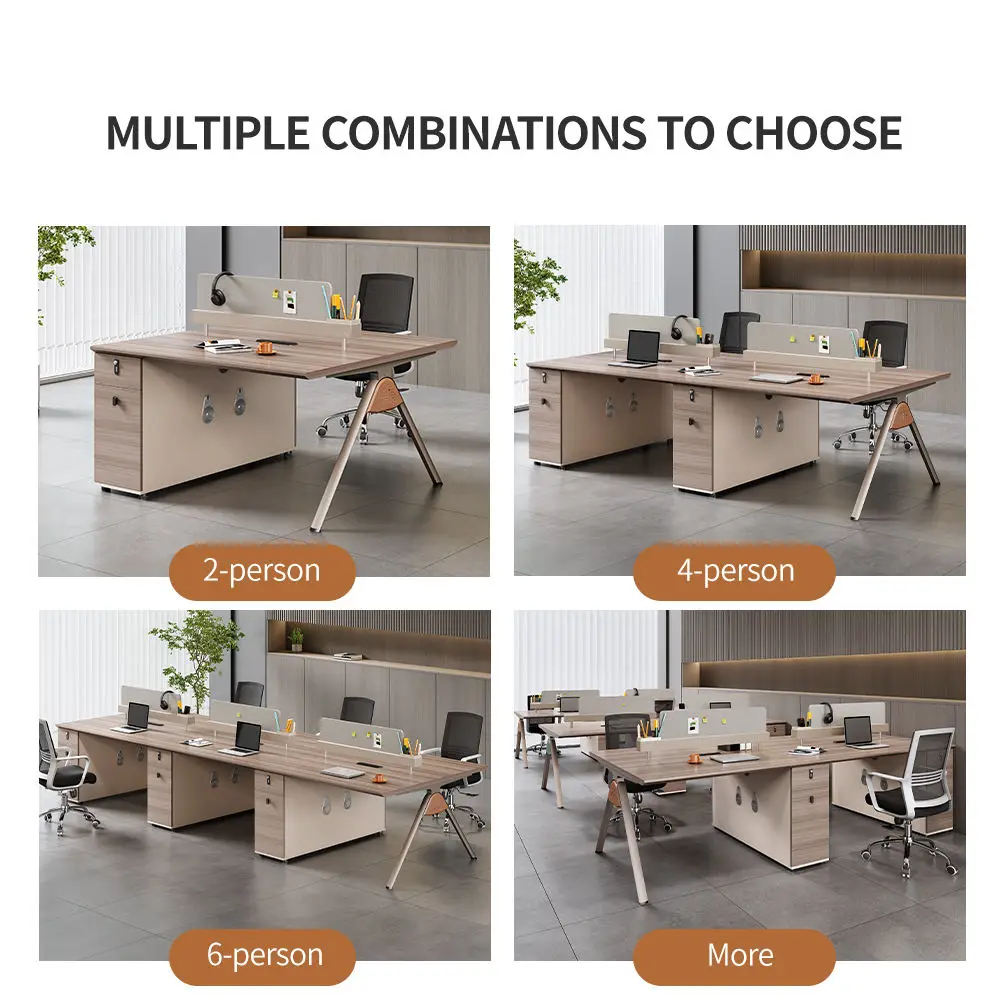 Modular Wooden Panel Office Desk With Movable Partition Cubicles Modern Workstation Furniture 4