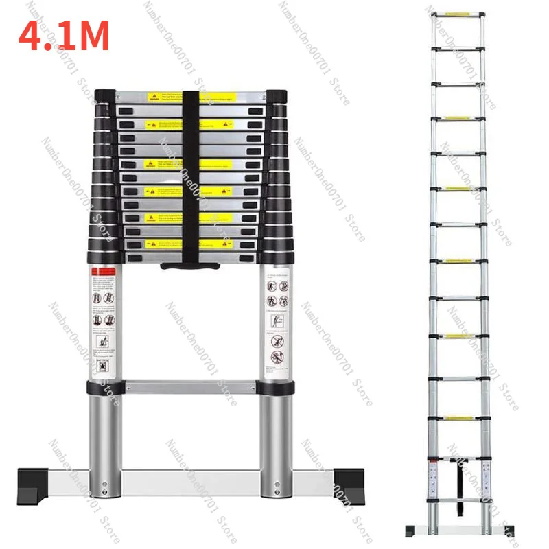 New 4.1m Stable Foldable Telescopic Aluminum Ladder Multi Purpose Industrial Herringbone Telescopic Straight Ladder Step