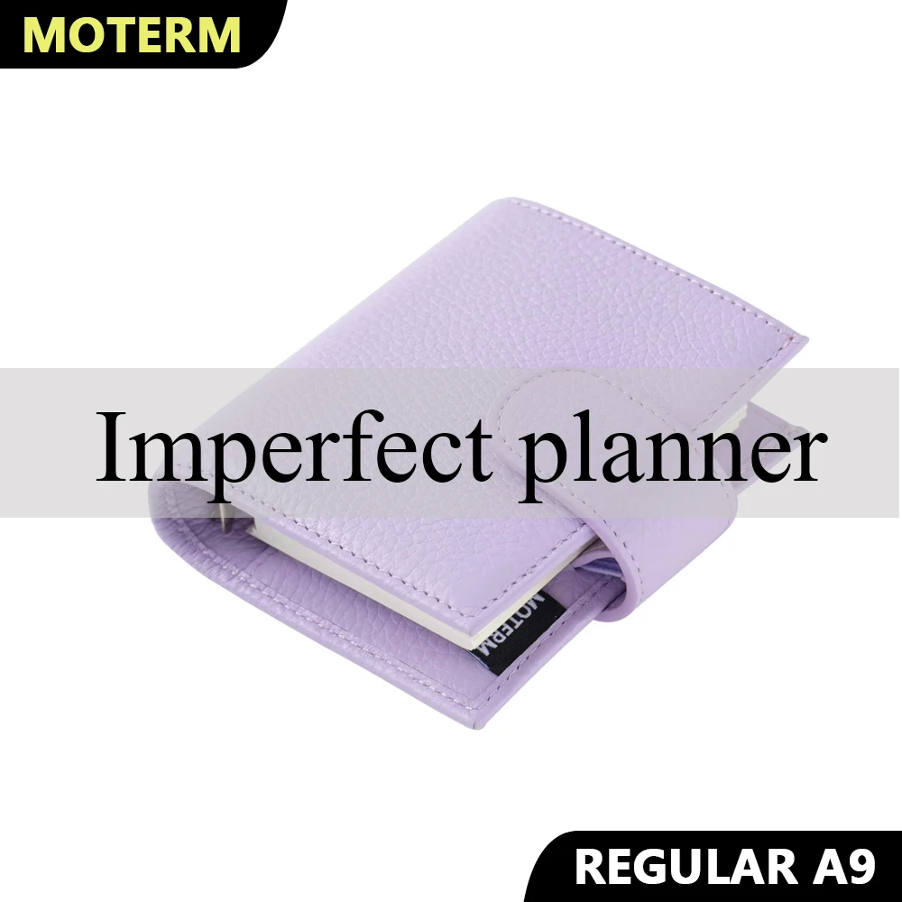 

Limited Imperfec Moterm Regular A9 Size Rings Planner Pebbled Grain Cowhide 3-hole Mini Rings Notebook with 19MM Ring Organizer