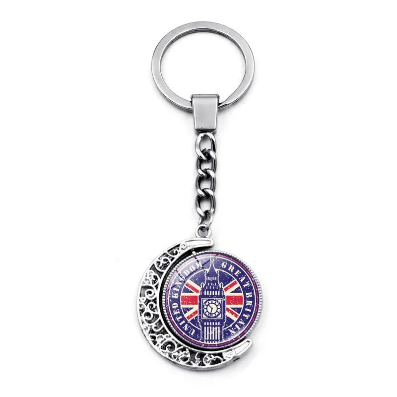 2024 Spain Flag Keychian Korean Singapore Landmark Netherlands UK British Big Ben Souvenir 360° Double Sided Key Rings Gifts