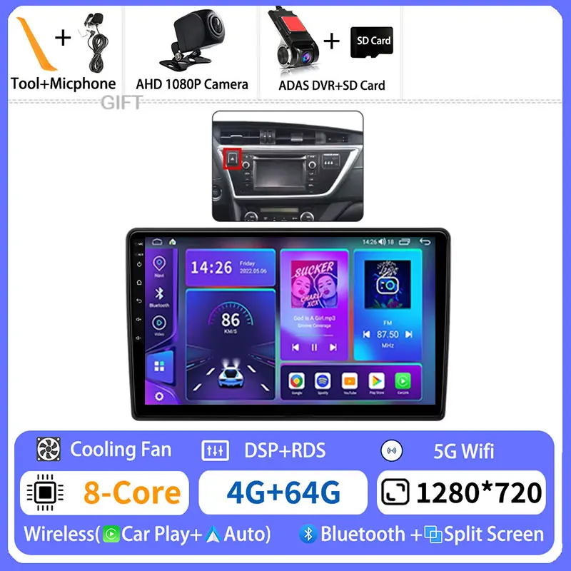 Android 15 Draadloze Carplay Voor Toyota Auris 2 E180 2012-2015 GPS Multimedia Video Player Navi Head Unit 2din BT DSP Autoradio