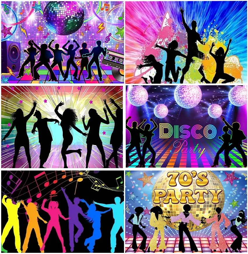 Disco Party 60s 70s 80s Photography Backdrops Retro Ball Let's Glow Crazy Dance Night Music Background Photocall Banner Supplies