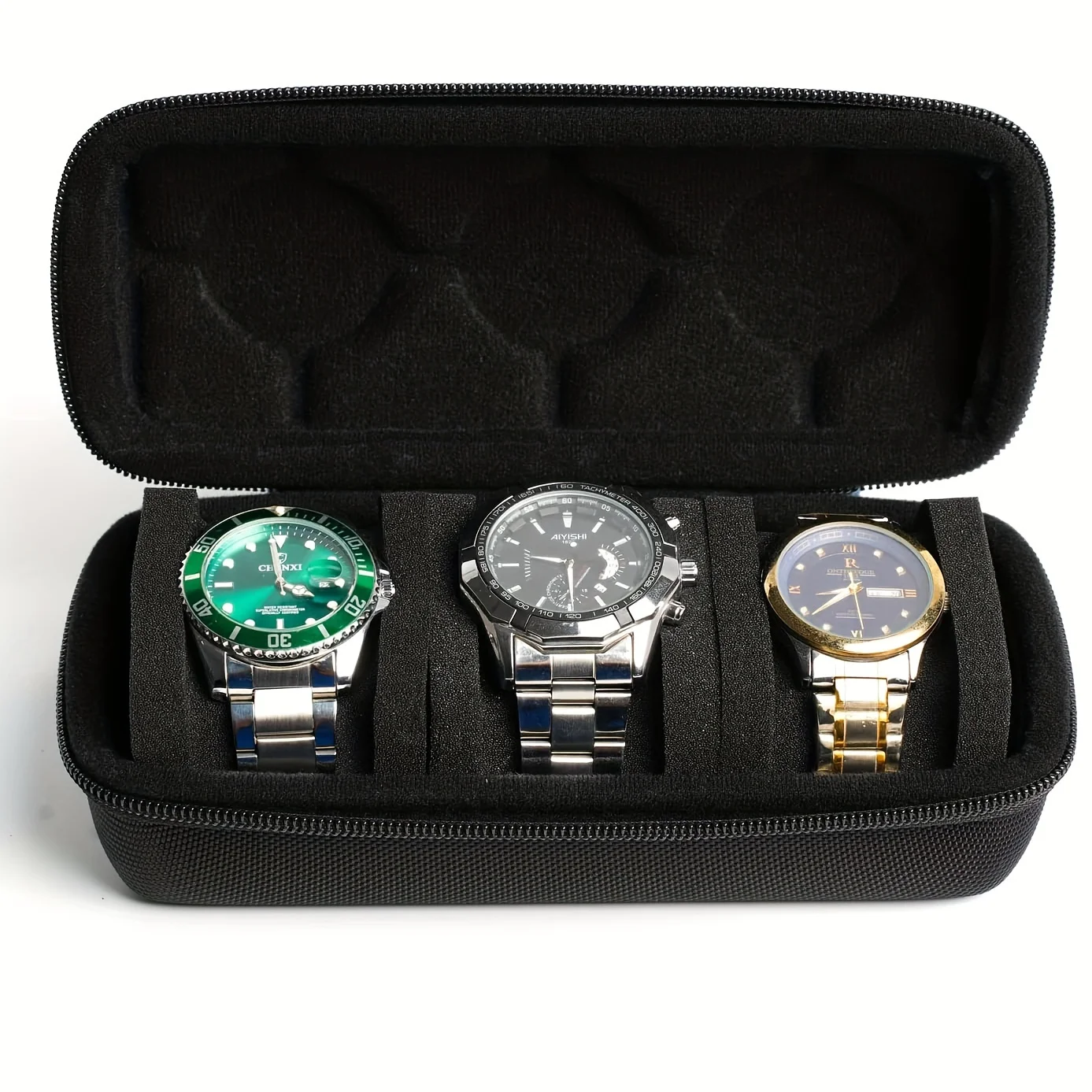 [Hardshell Watch Case] 3pcs Hardshell Watch Travel Case,Watch Storage Organizer Box, with Soft Foam Pillow, Handle